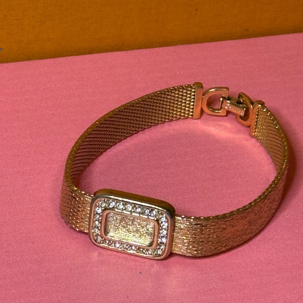 Dior Gold Mesh Bracelet with Sparkling Centerpiece - Picture 8 of 12